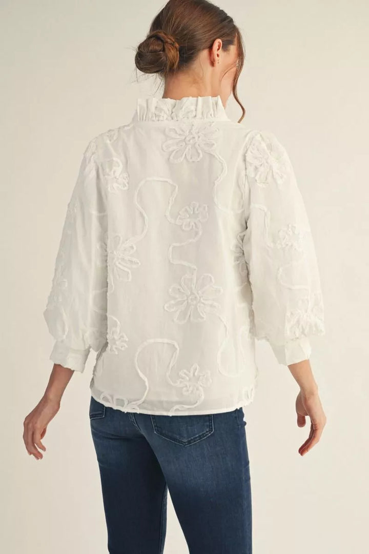 Pearl Button 3/4th Sleeve Button Down