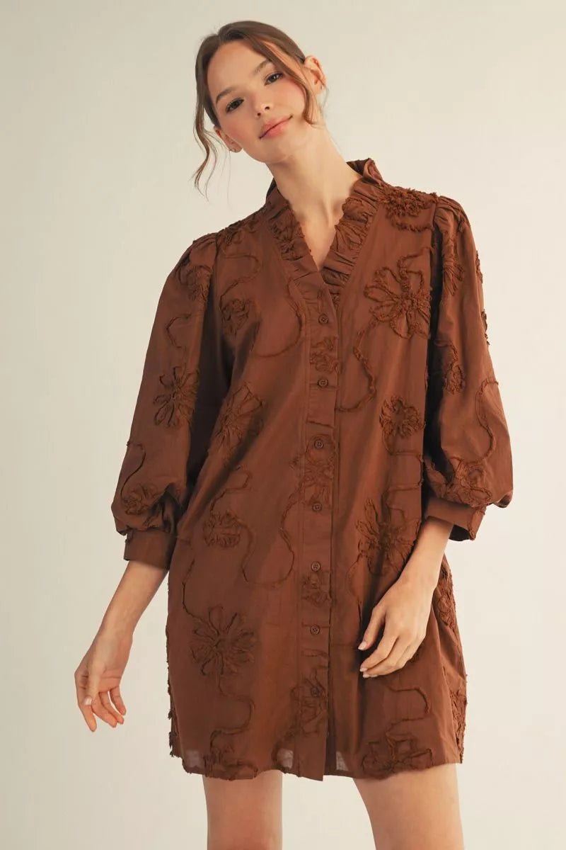 3D Flower V neck Dress