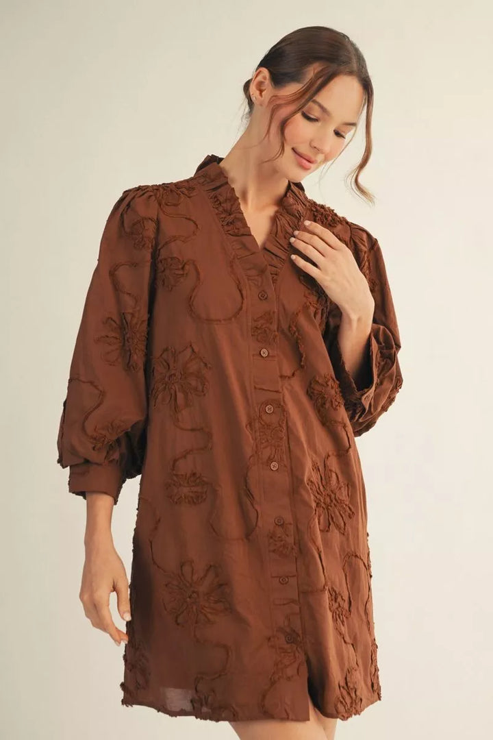 3D Flower V neck Dress
