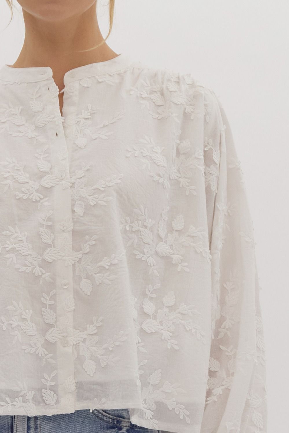 100% Cotton Long Sleeve Floral Blouse button down online women&