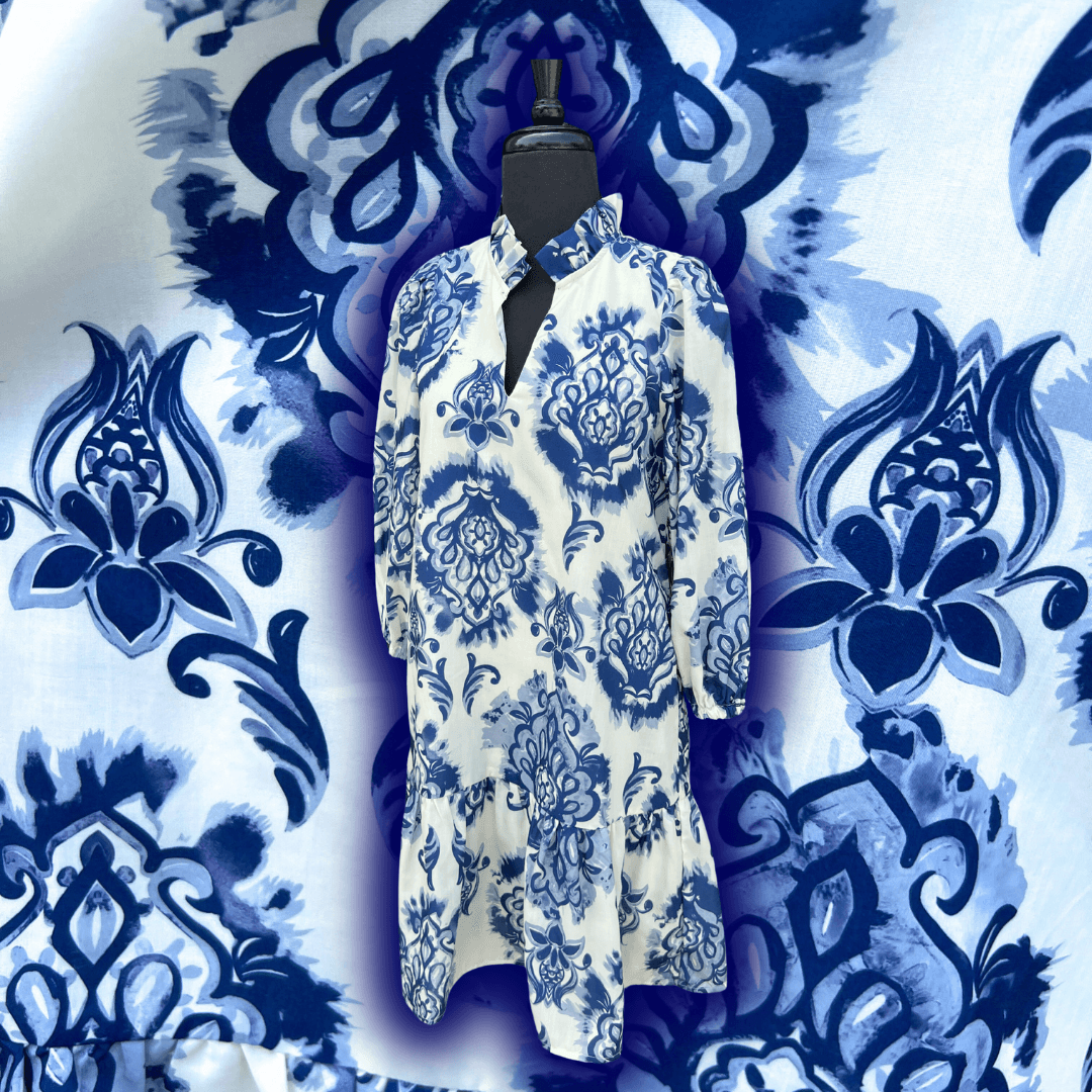 Dramatic Toile Pattern Dress
