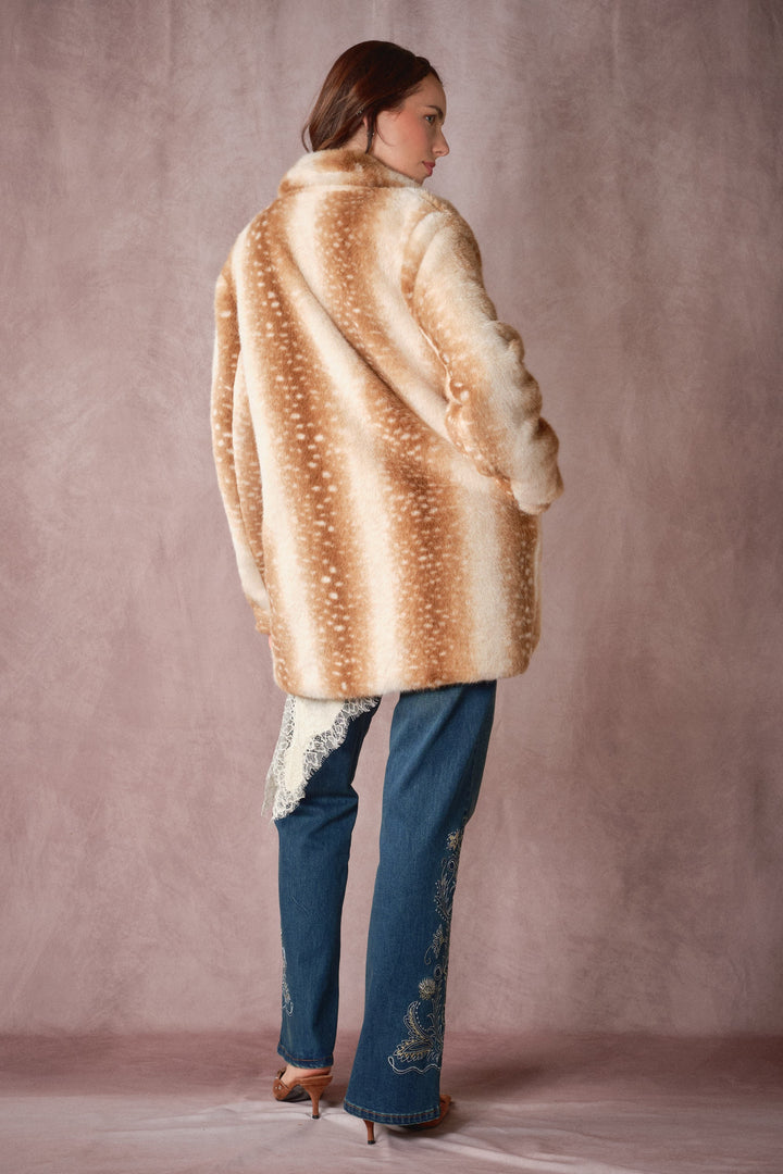 Deer Faux Fur Car Coat
