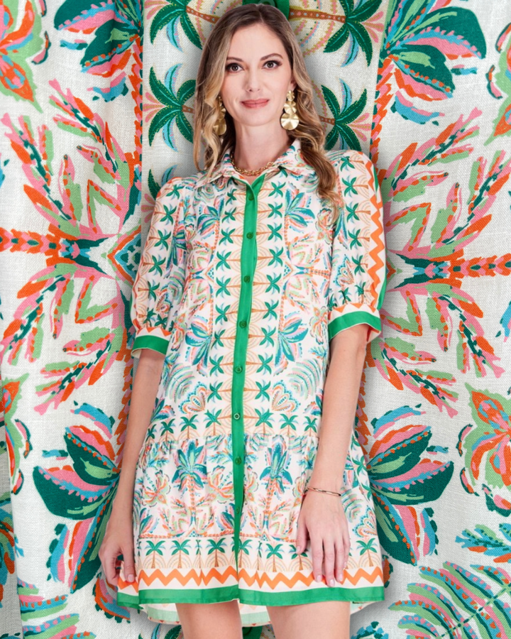 Dreamy Palms Drop Waist Dress