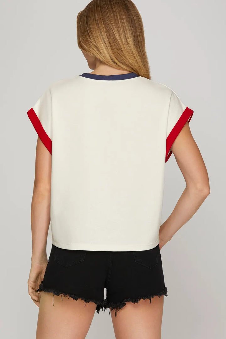 USA Applique Knit Top