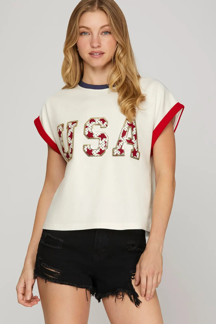 USA Applique Knit Top