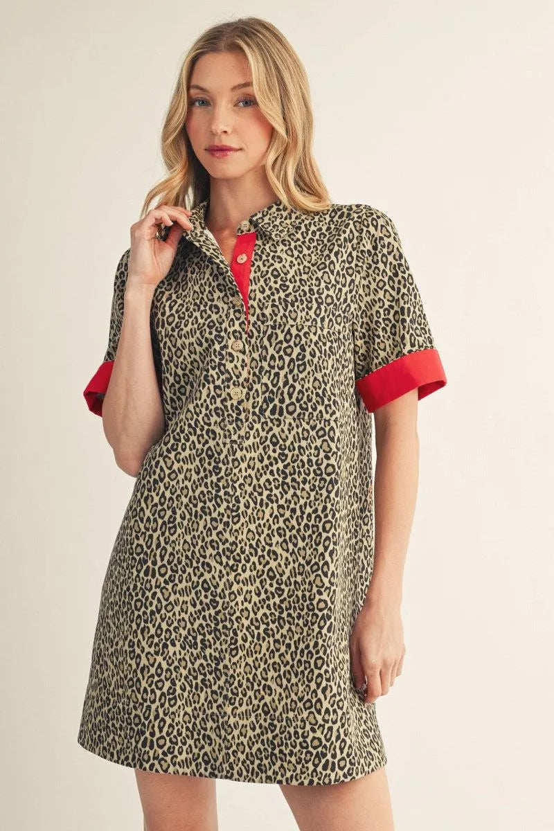 Cotton Leopard and Red Dress