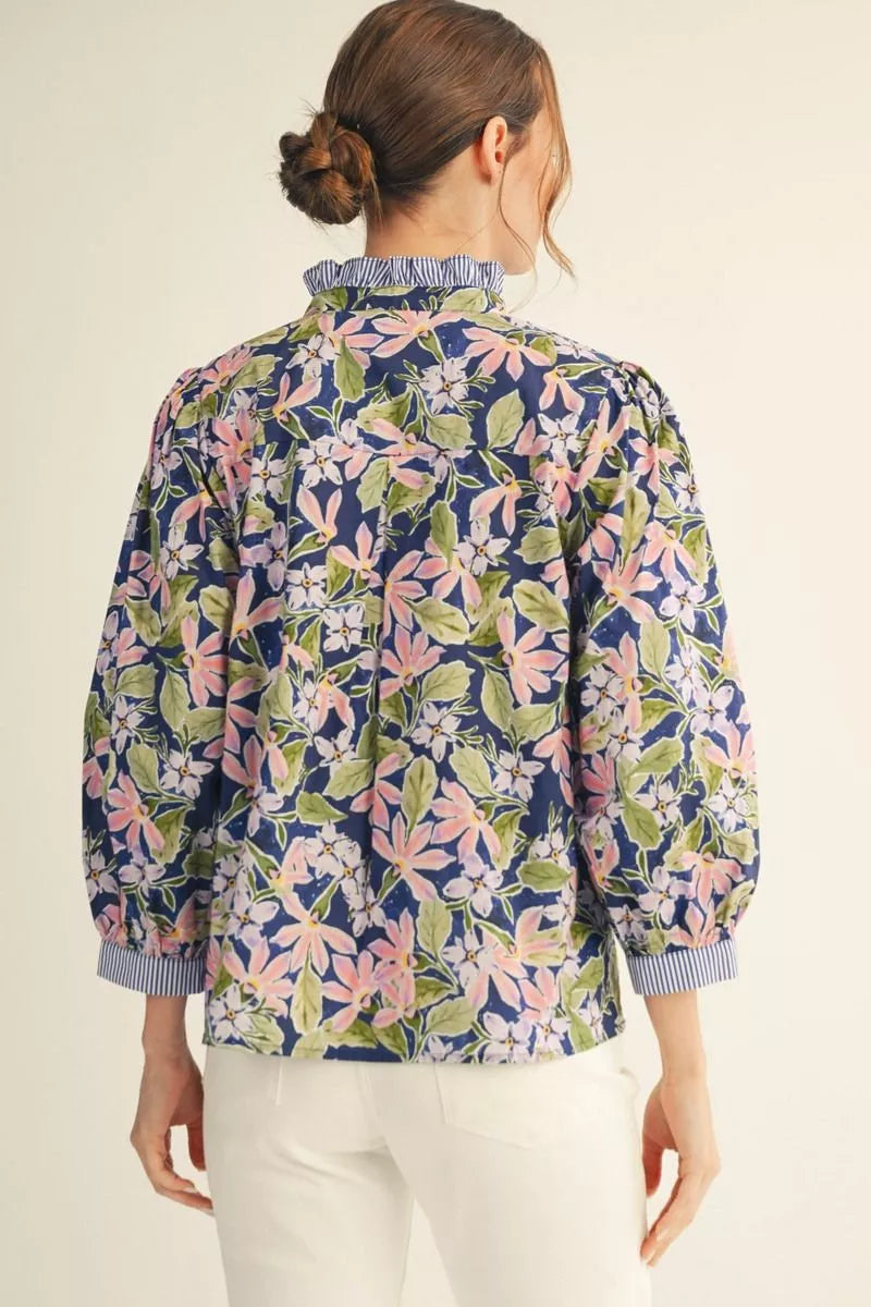 Cotton Floral Print Top