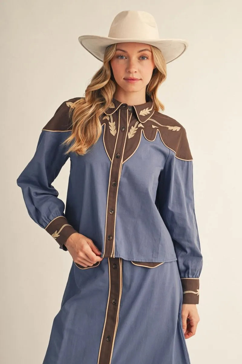 LS yoke western appliqué shirt