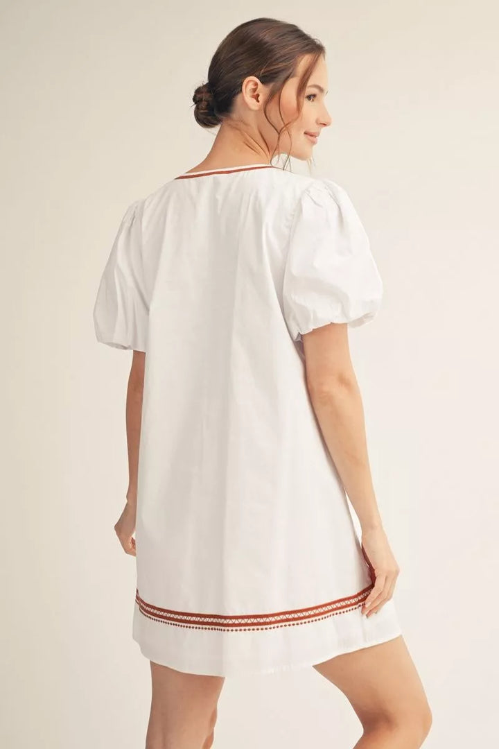 Burnt Orange Embroidered Dress