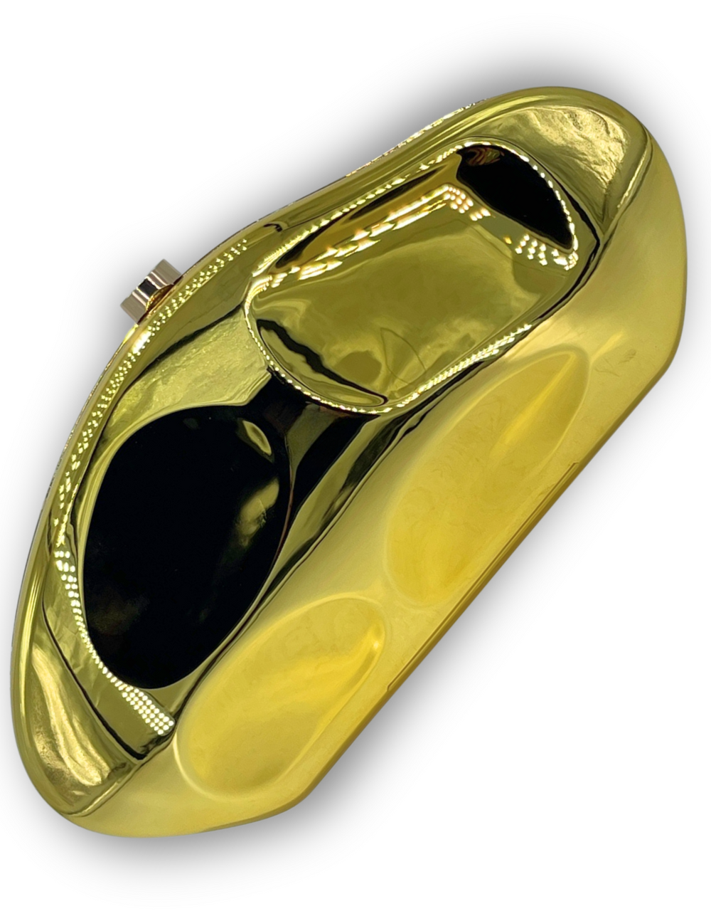 Abstract Oval Acrylic Clutch gold with crossbody chain fits an iphone