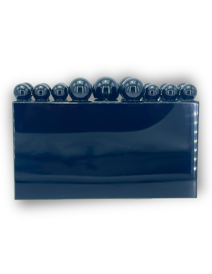 Acrylic Box Marble Top Clutch black with crossbody chain