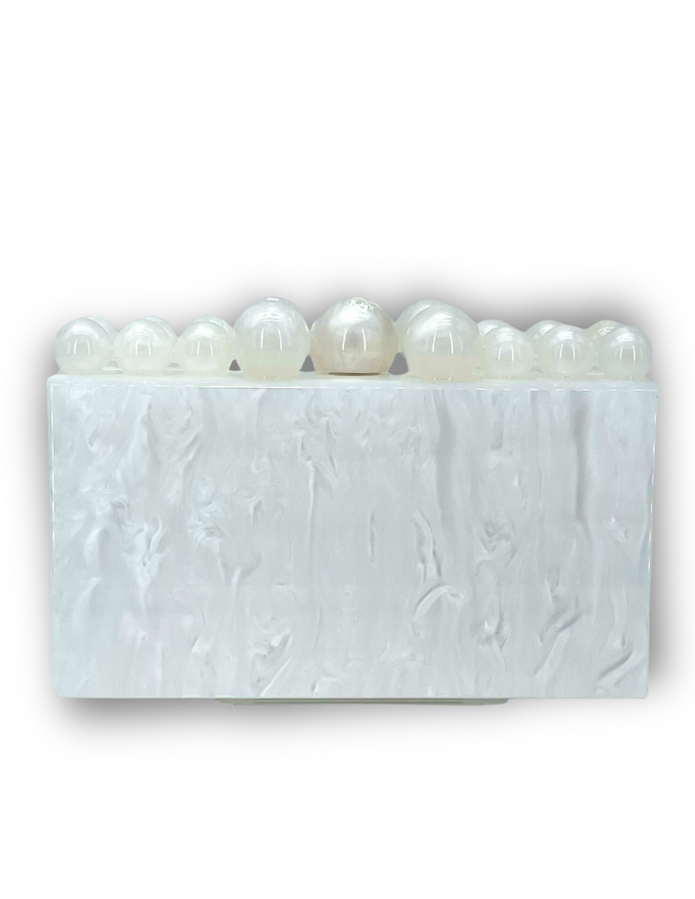 Acrylic Box Marble Top Clutch white with crossbody chain