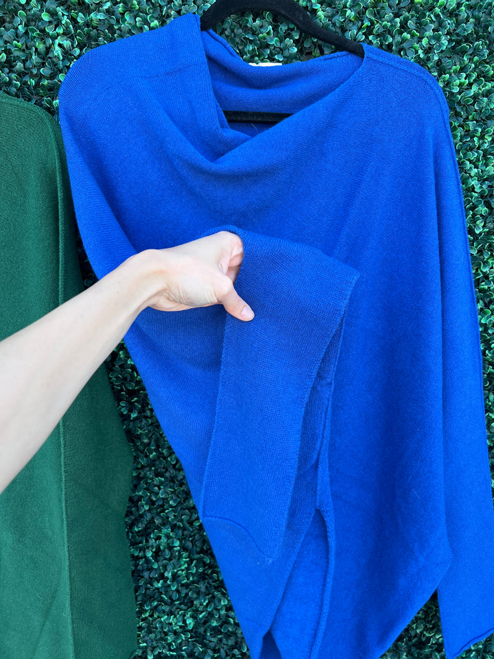 Asymmetrical slouchy Sweater bright blue womens boutique