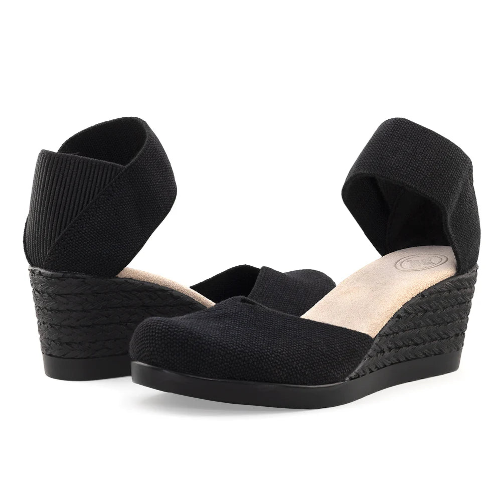 Black Closed Toe 2" Washable Wedge Charleston Shoe Co Boutique bunion friendly