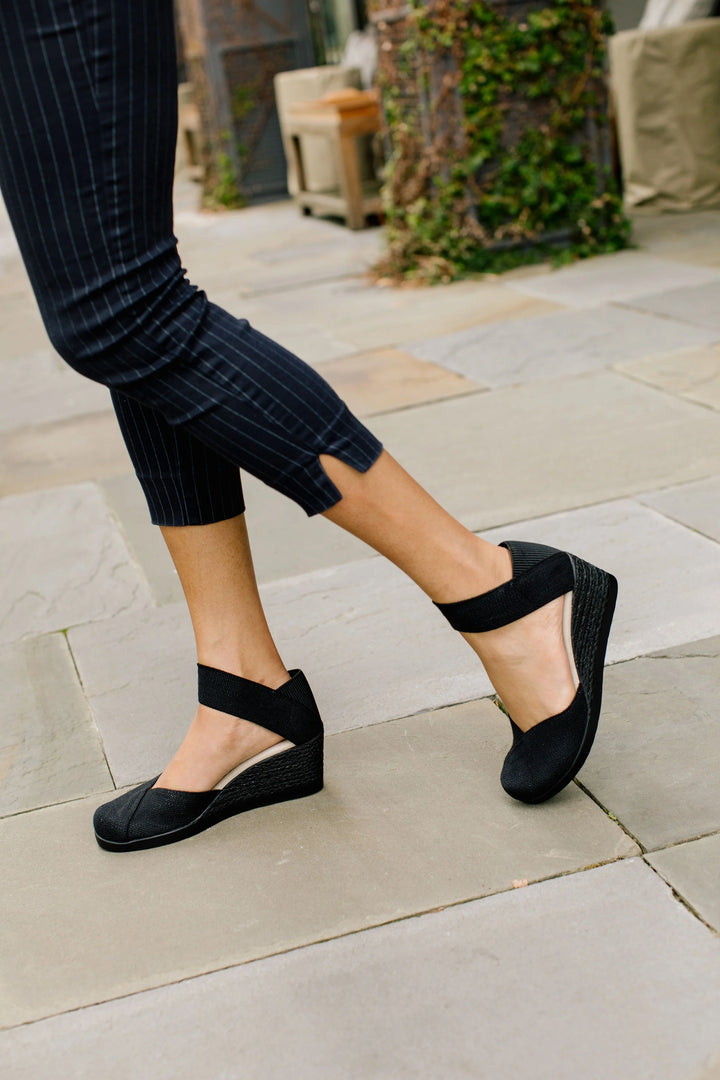 Black Closed Toe 2" Washable Wedge Charleston Shoe Co Boutique bunion friendly cushioned