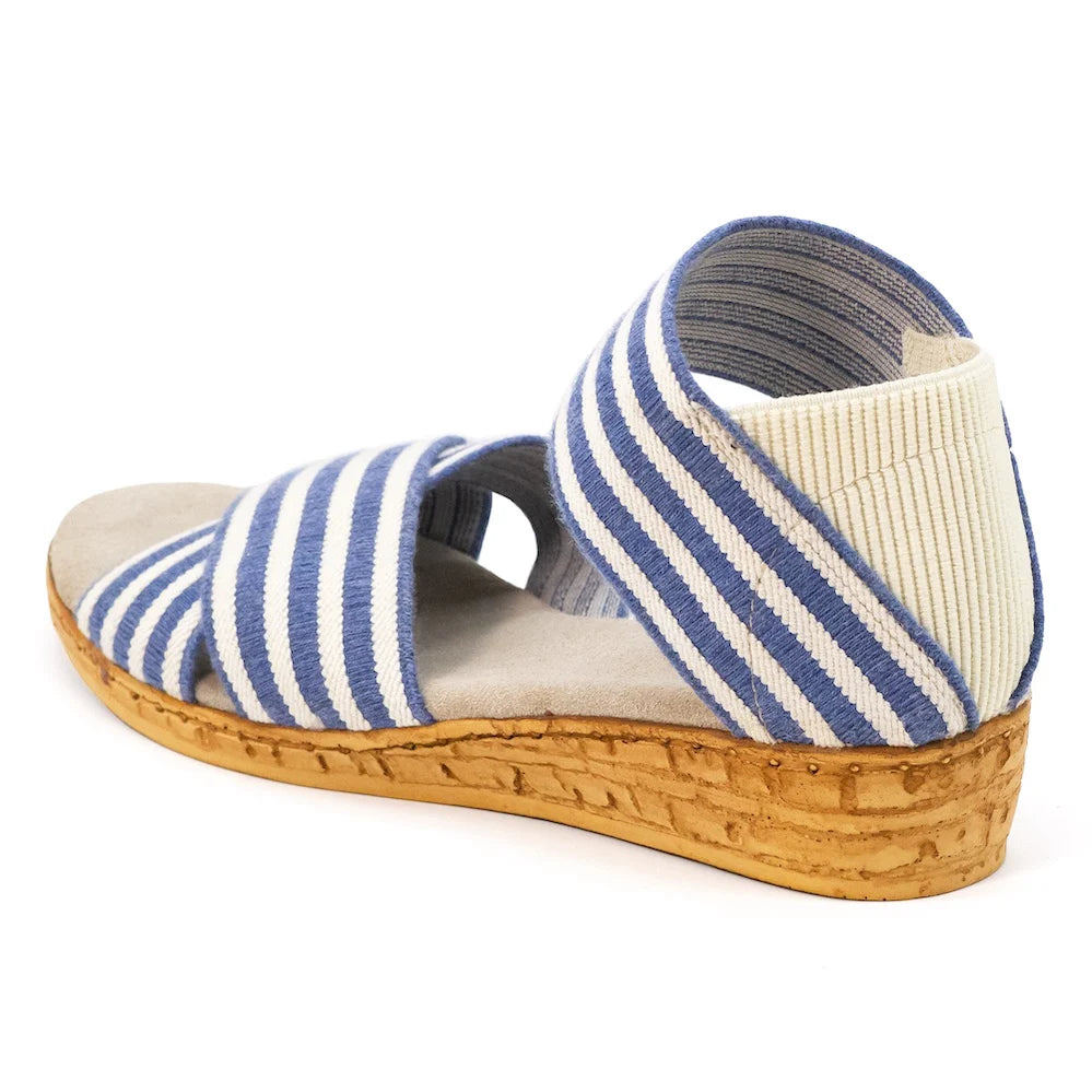 Blue Striped 1" Washable Wedge bunion friendly Charleston Shoe Co Boutique comfortable