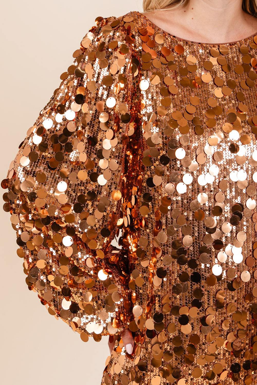 Bronze Spangles Sequins Dress for Christmas or new years at online women's boutique affordable