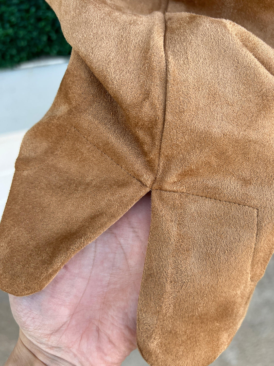 Camel Faux Suede Shift Dress with front pockets at thighs jackie o style fall winter 2024 short sleeve holiday dresses