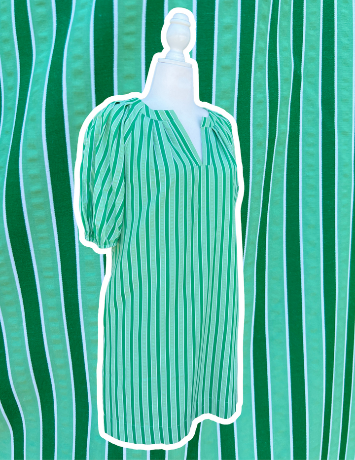 Candy Green Stripe Dress High End Women&