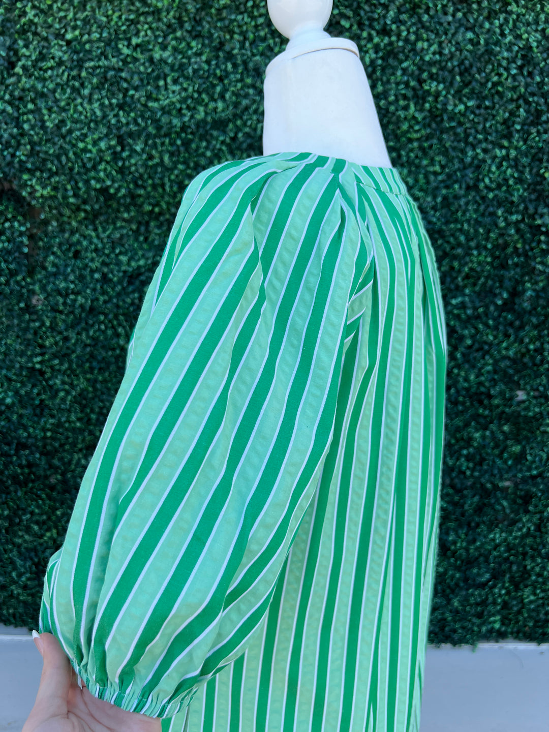 Candy Green and white Stripe Dress High End Women&