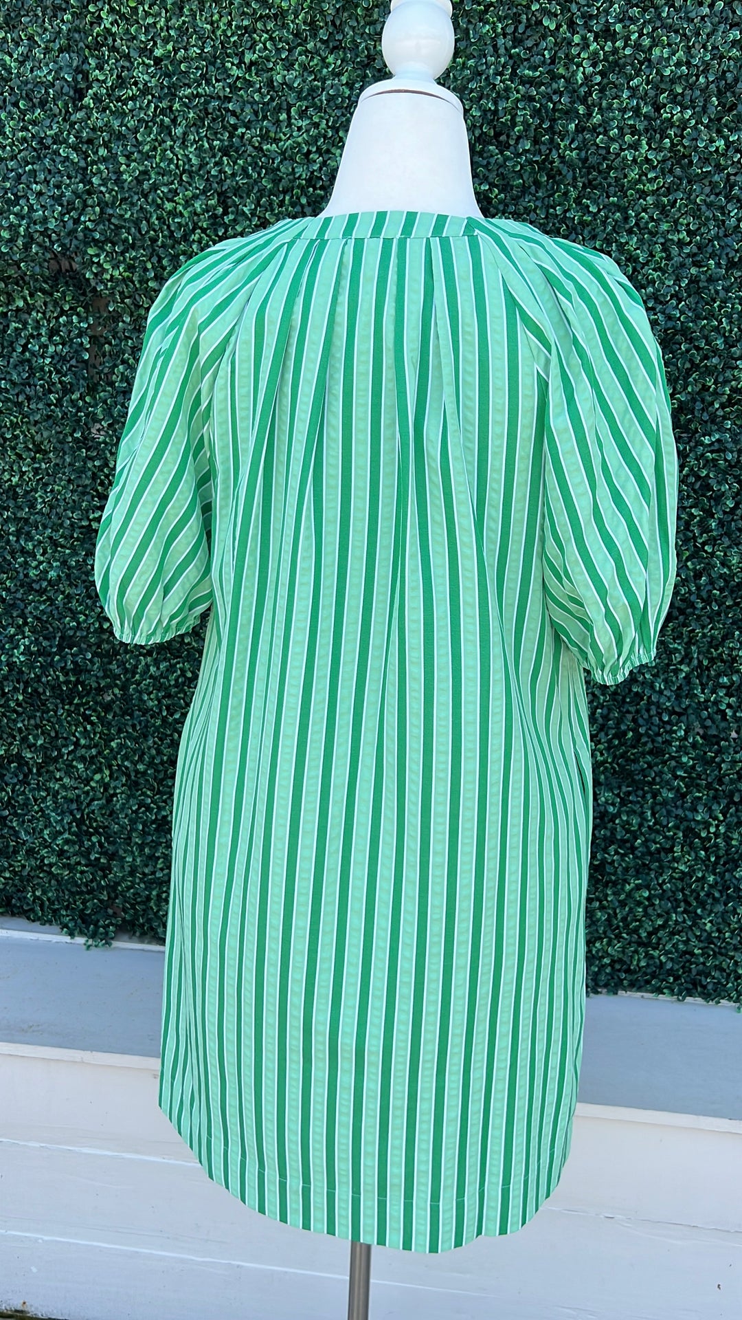Candy Green and white Stripe Dress High End Women&
