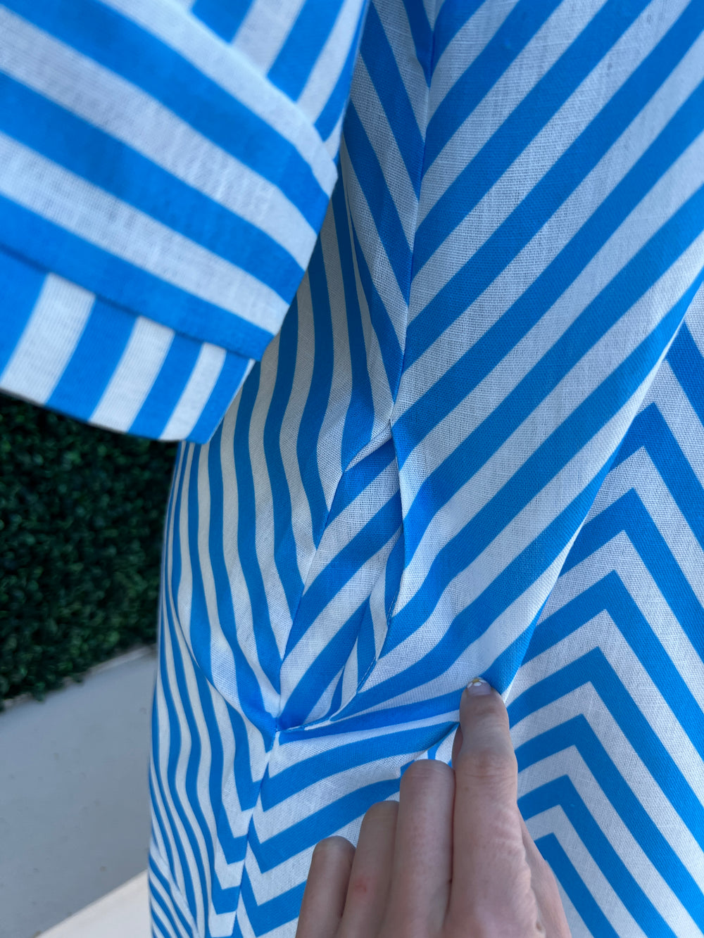 Chevron Striped Sheath Dress 3/4th sleeve blue and white or pink and white with pockets