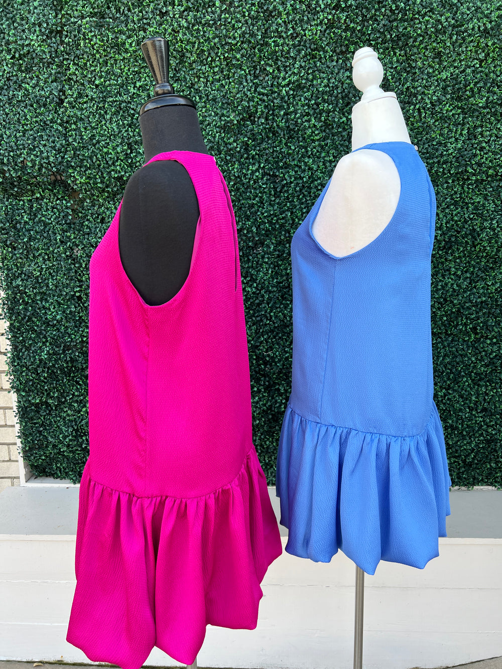 Colorful Satin Bubble Hem Dress Made in the USA Women's Boutique side