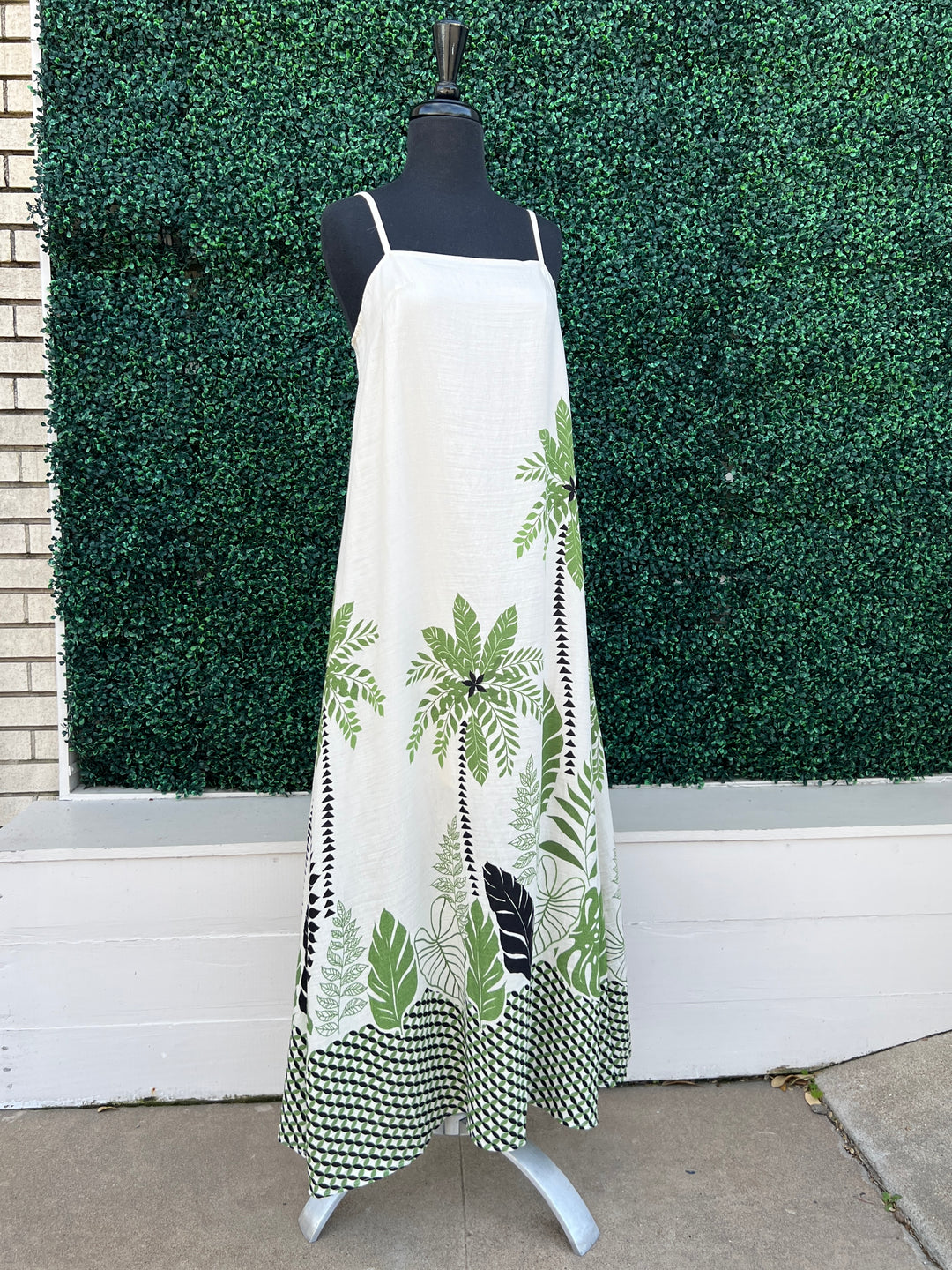 Cream & Sage Palm Print Maxi Made in USA Women's Boutique
