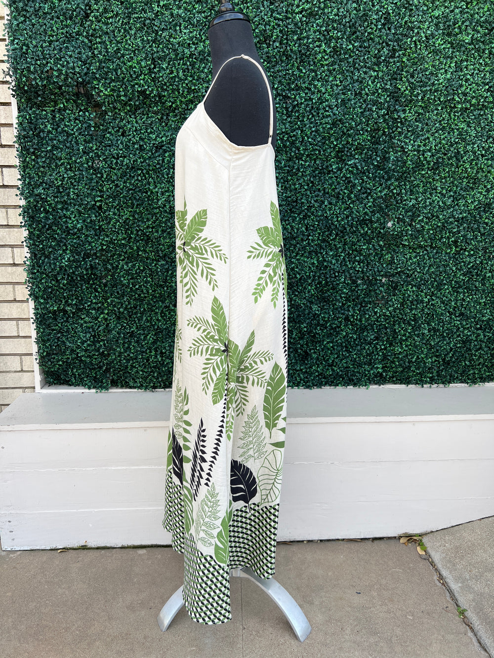 Cream & Sage Palm Print Maxi Made in USA Women's Boutique side