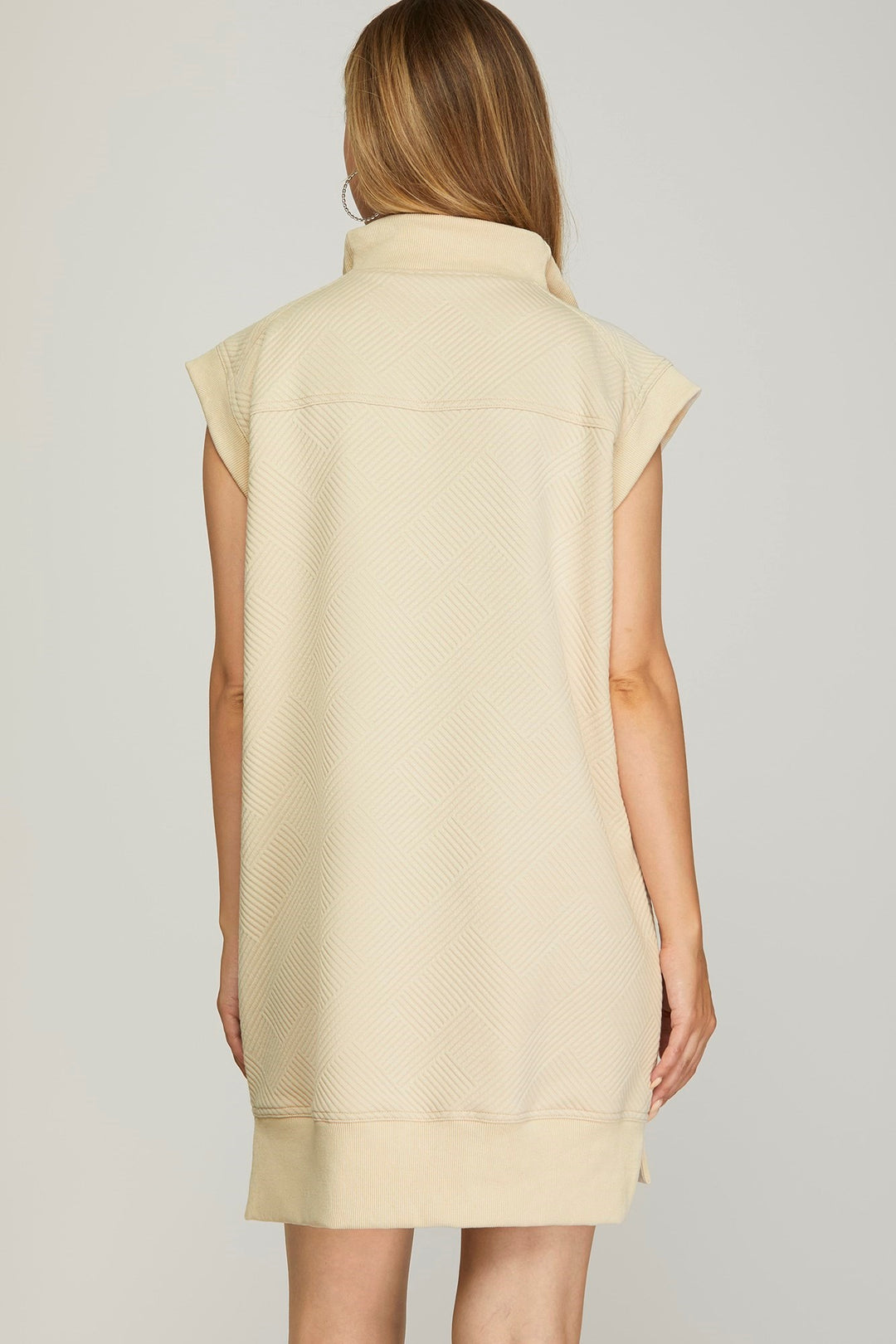 Cream half zip Sweatshirt Dress affordable she and sky womens boutique houston