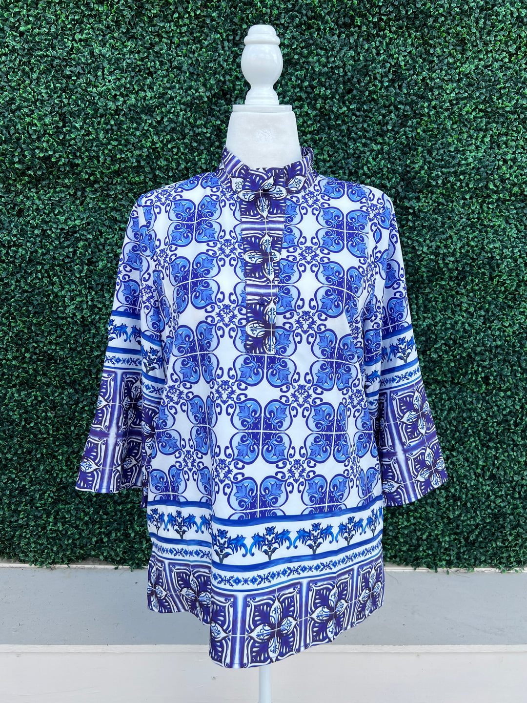 Damask Tile Tunic Top High End Women's Online Boutique Vacation Wear