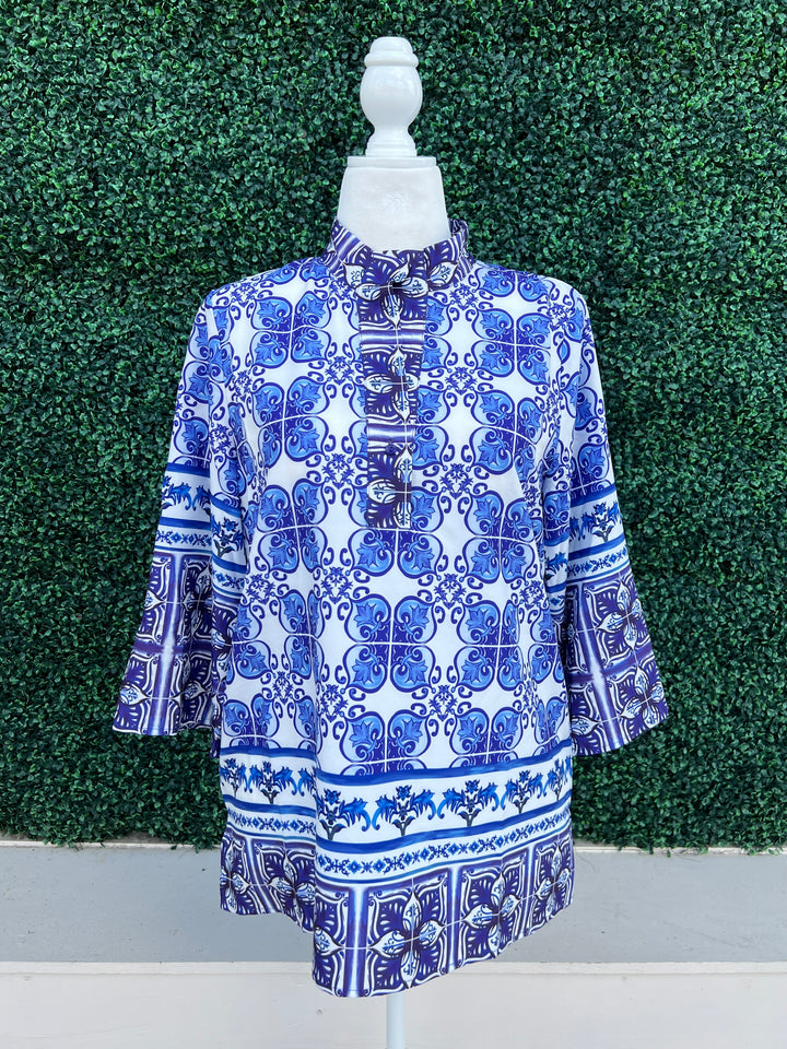 Damask Tile Tunic Top High End Women&
