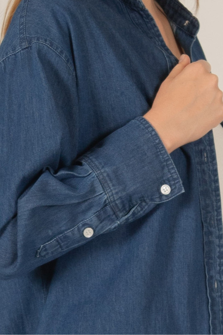 Dark Denim Button Up Blouse before you collection HLSR rodeo tops Houston texas