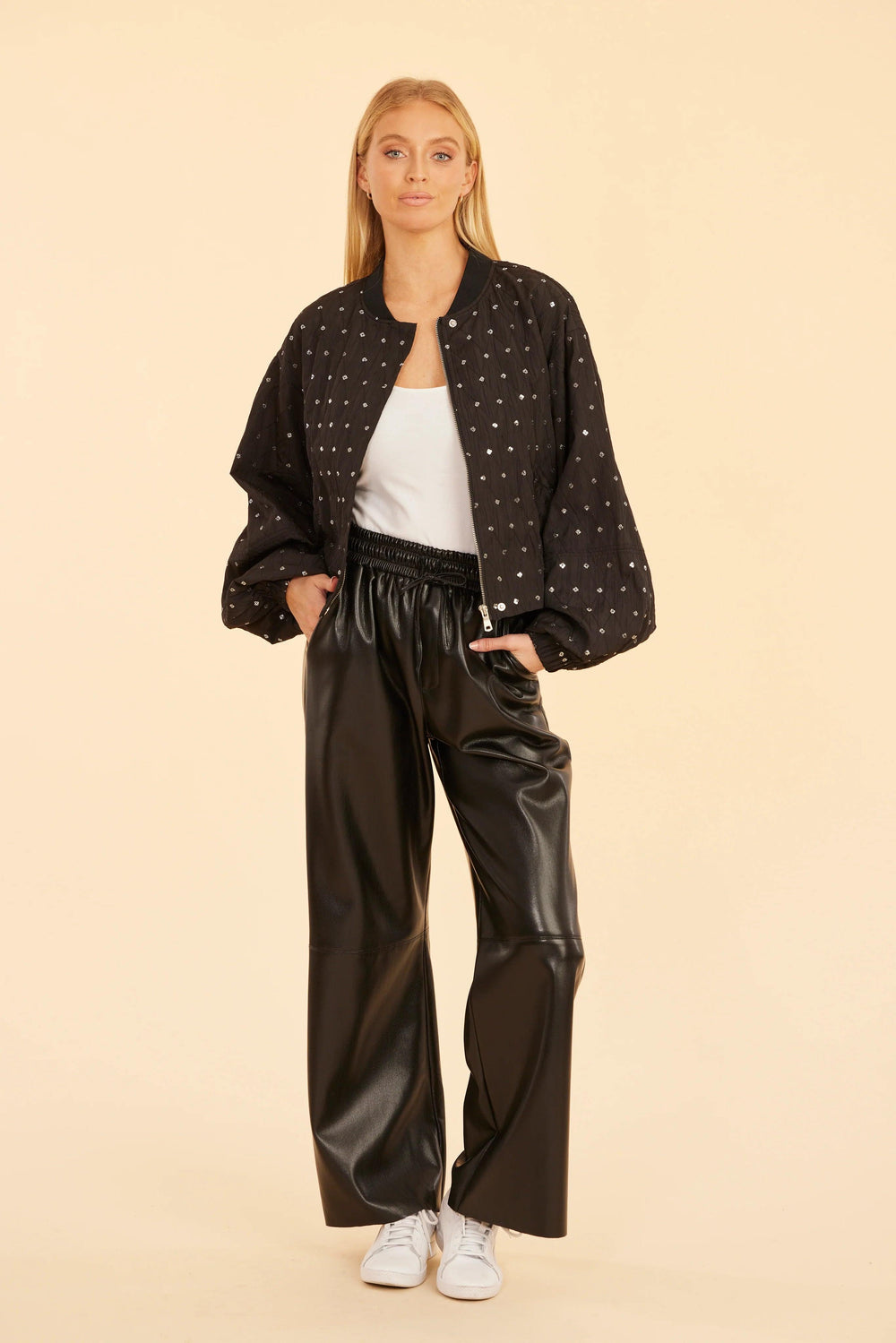 Dolce Cabo sequin black embellished windbreaker jackets tres chic boutique