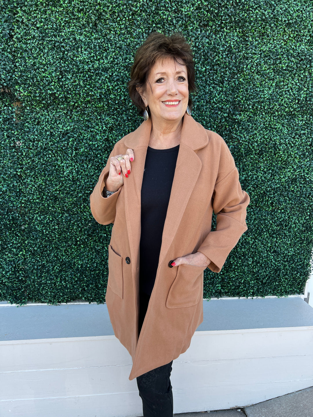 Double Breasted Boyfriend Coat camel online women's boutique affordable