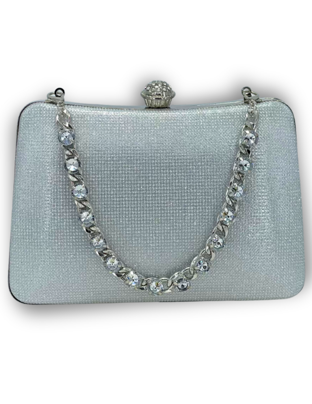 Embellished Chain Sparkle Clutch silver fits an iphone