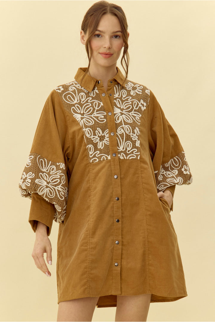 Embroidered Corduroy Dress Jodifl Southern Style HLSR rodeo houston