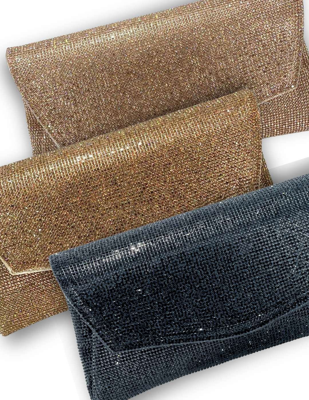 Envelope shape Rhinestone Clutch fits a phone with crossbody chain