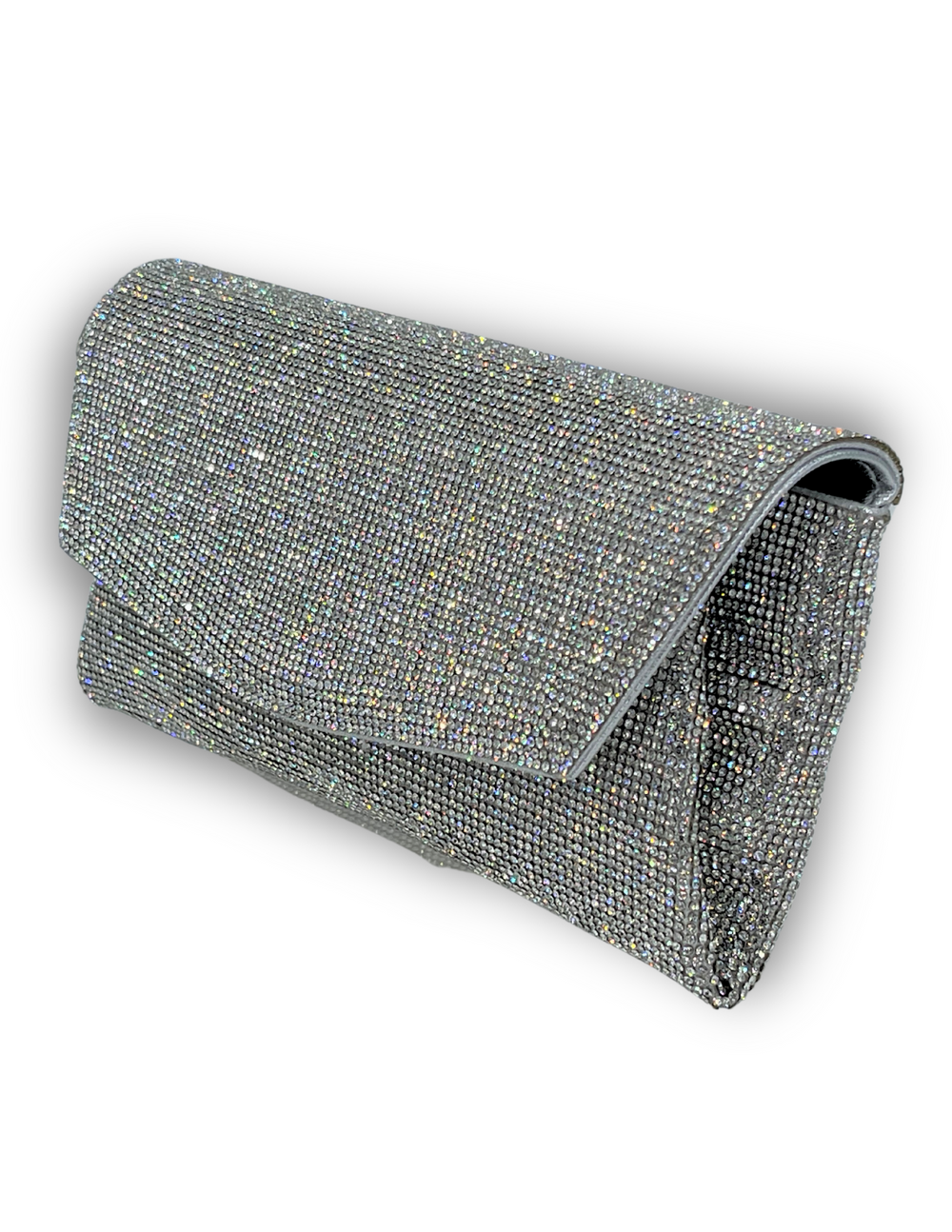 Envelope shape Rhinestone Clutch fits a phone with crossbody chain