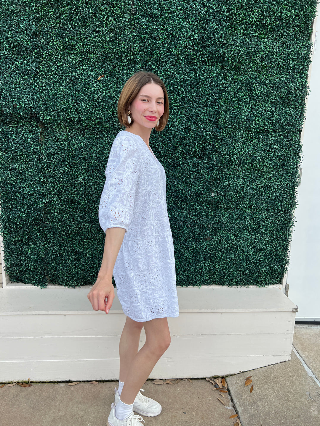 Eyelet long Sleeve Dress Southern Style Boutique black or white summer dresses