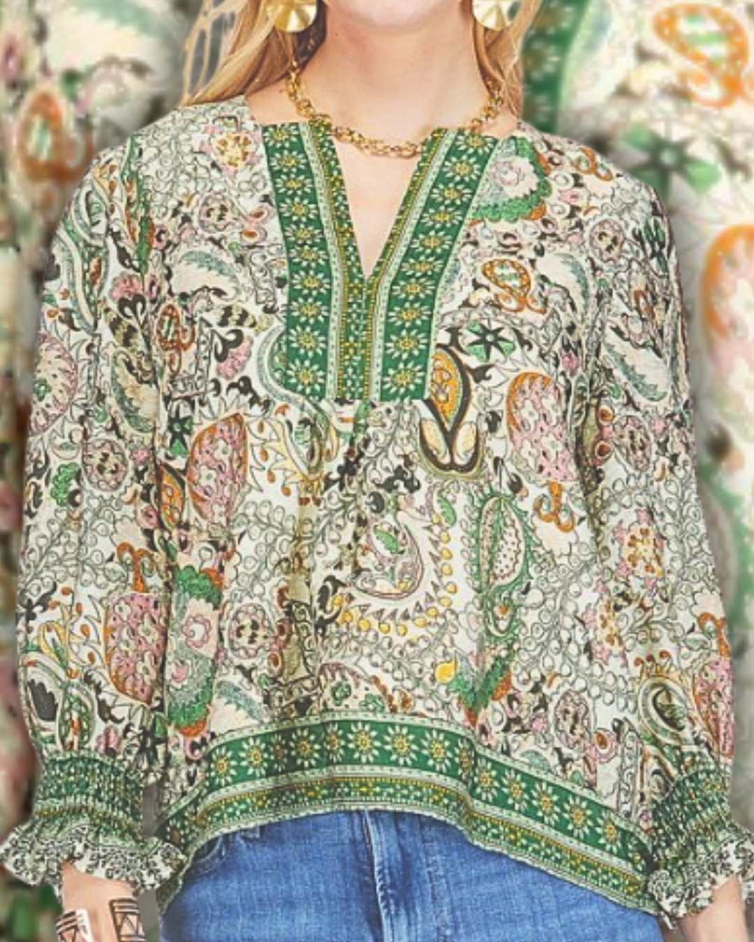 Fall Forest Print Blouse Quality Women's Boutique Clothing Joy J