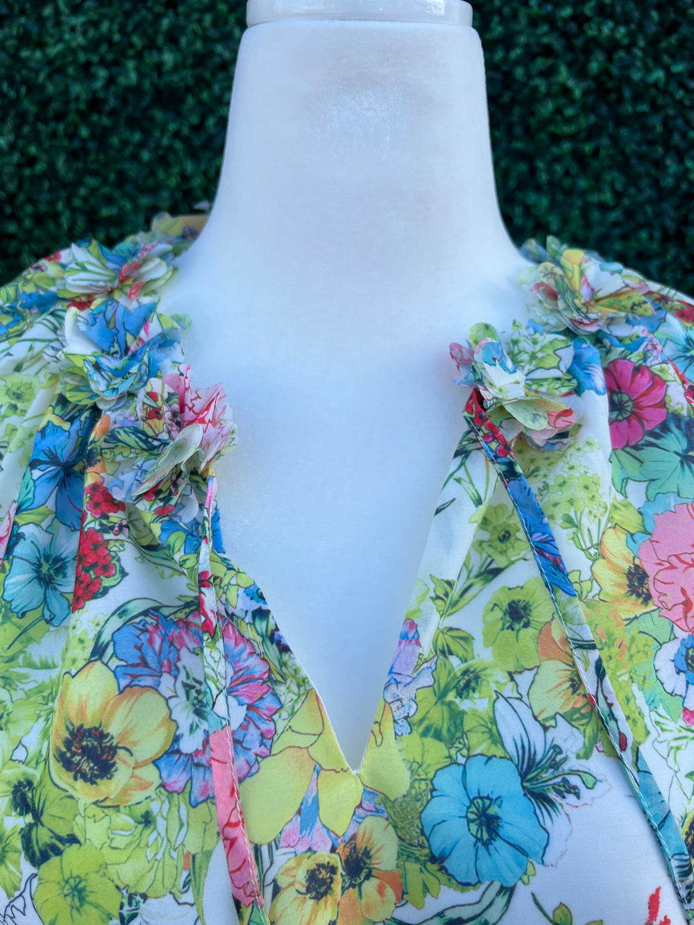 Floral Applique Neckline Blouse High End Women's Online Boutique vivid print