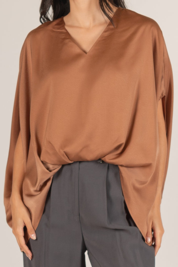 Front Tuck Stain Blouse copper womens boutique