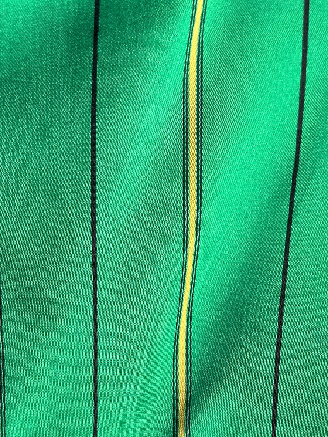 Green & Yellow Stripe Puff Sleeve v ruffle v neck Top