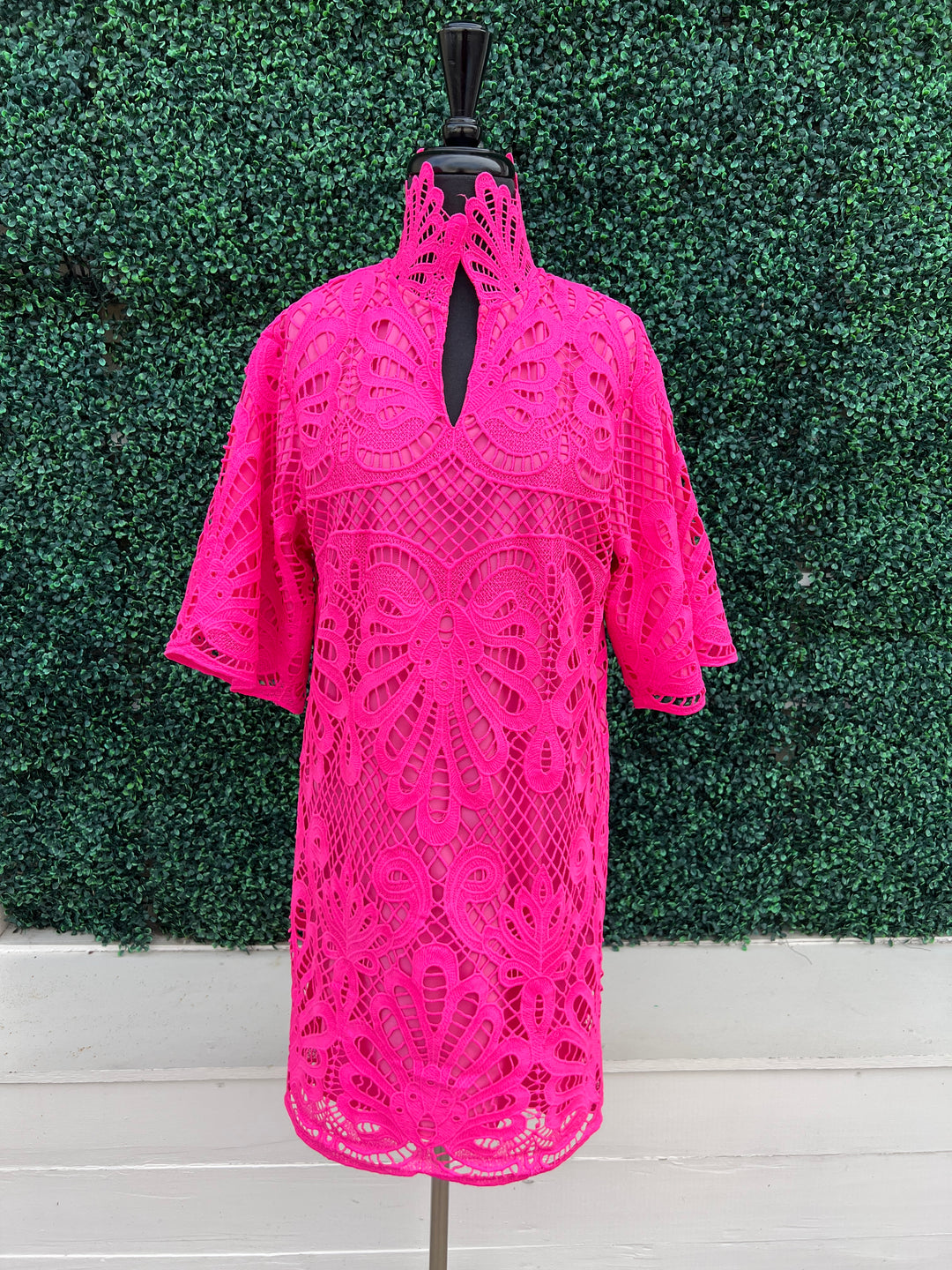 Hot Pink Lace Dress Colorful Boutique Quality Women's Clothing
