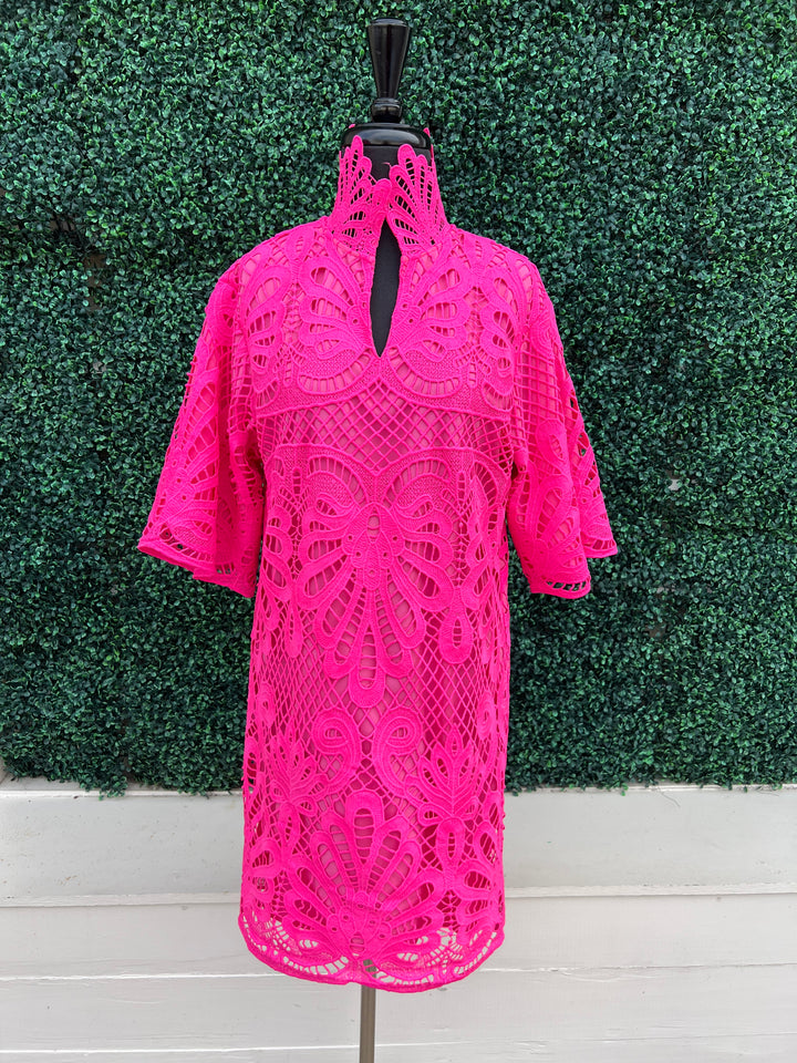 Hot Pink Lace Dress Colorful Boutique Quality Women&