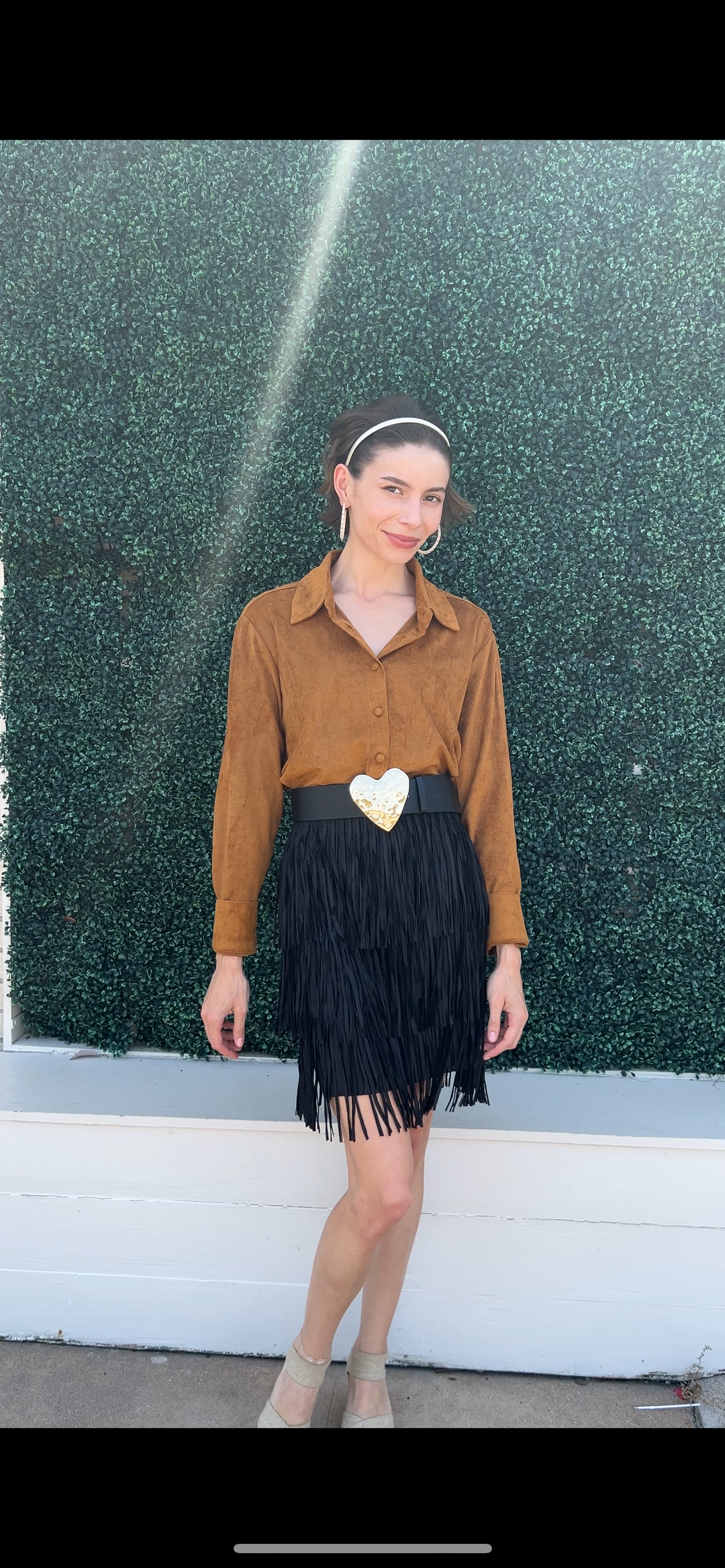 Long Sleeve Micro Suede Button Down