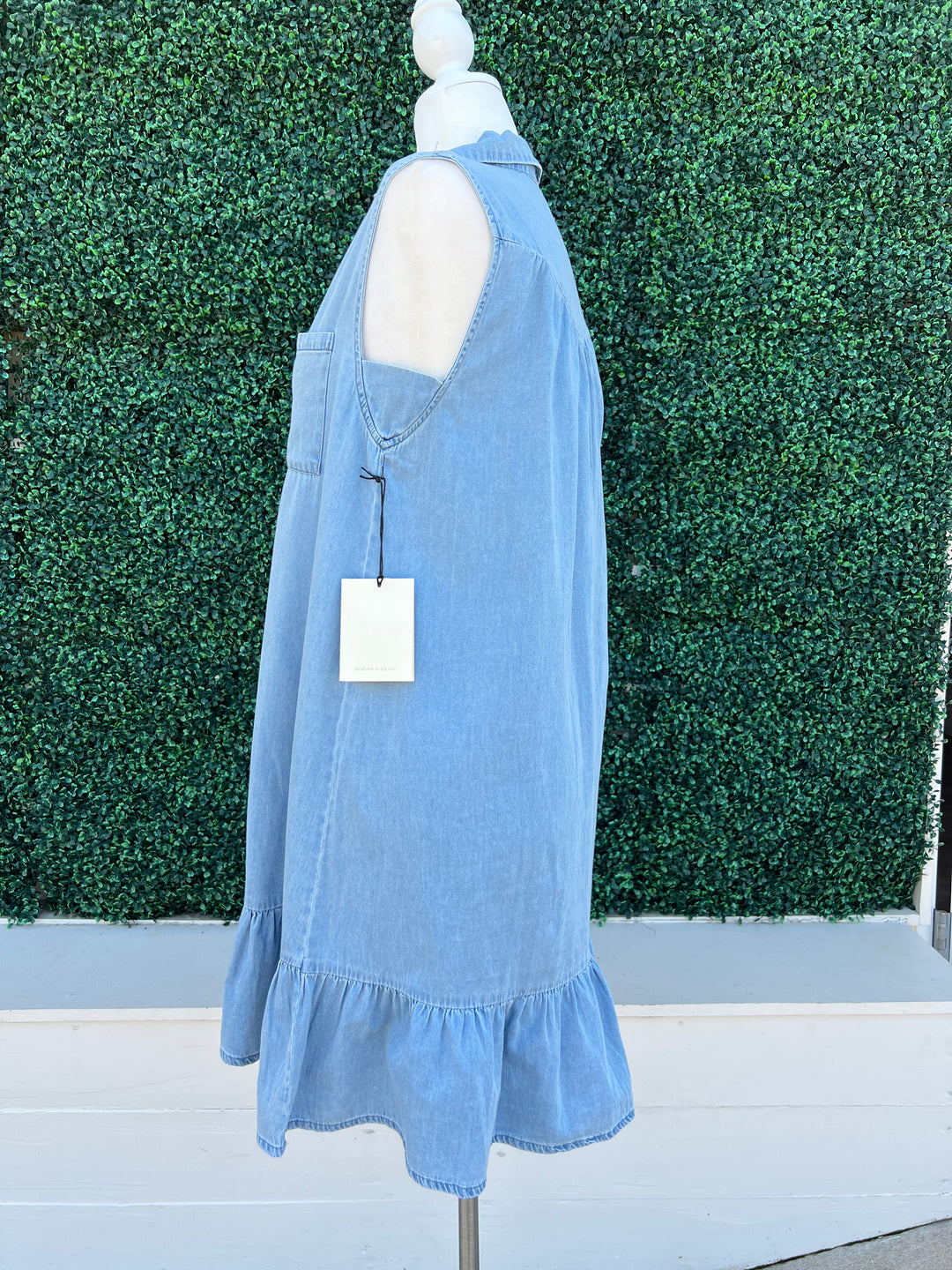 Denim Flounce Hem Dress