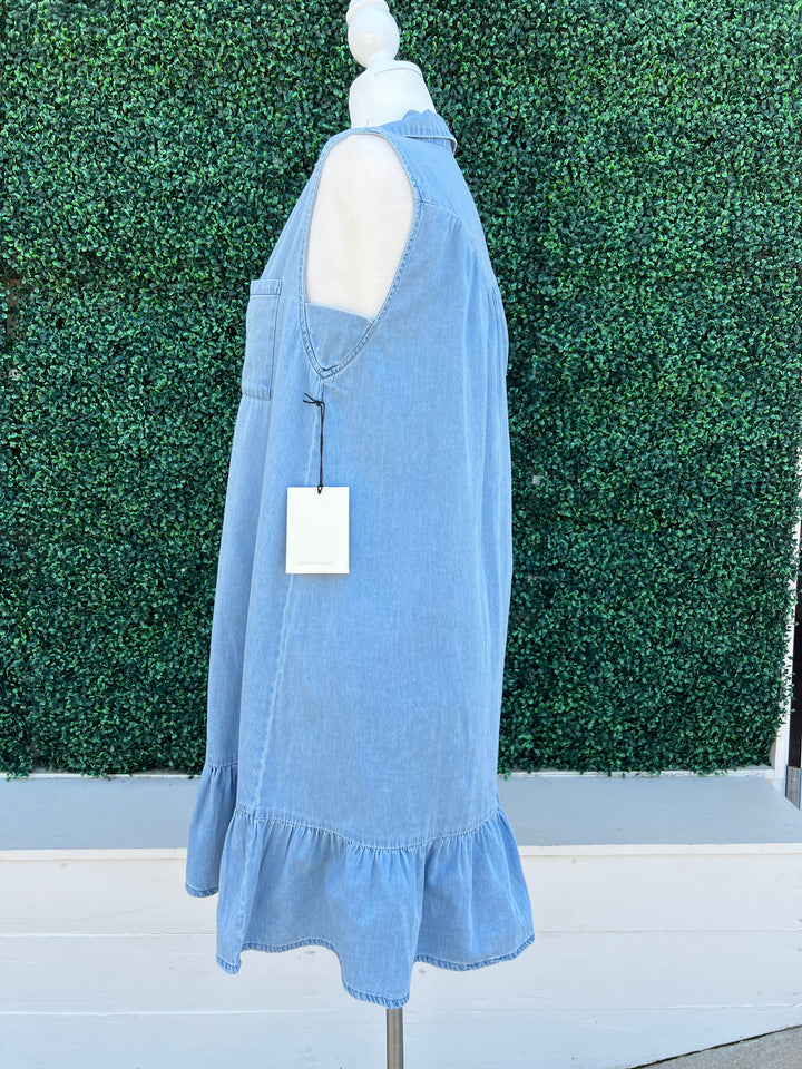 Denim Flounce Hem Dress