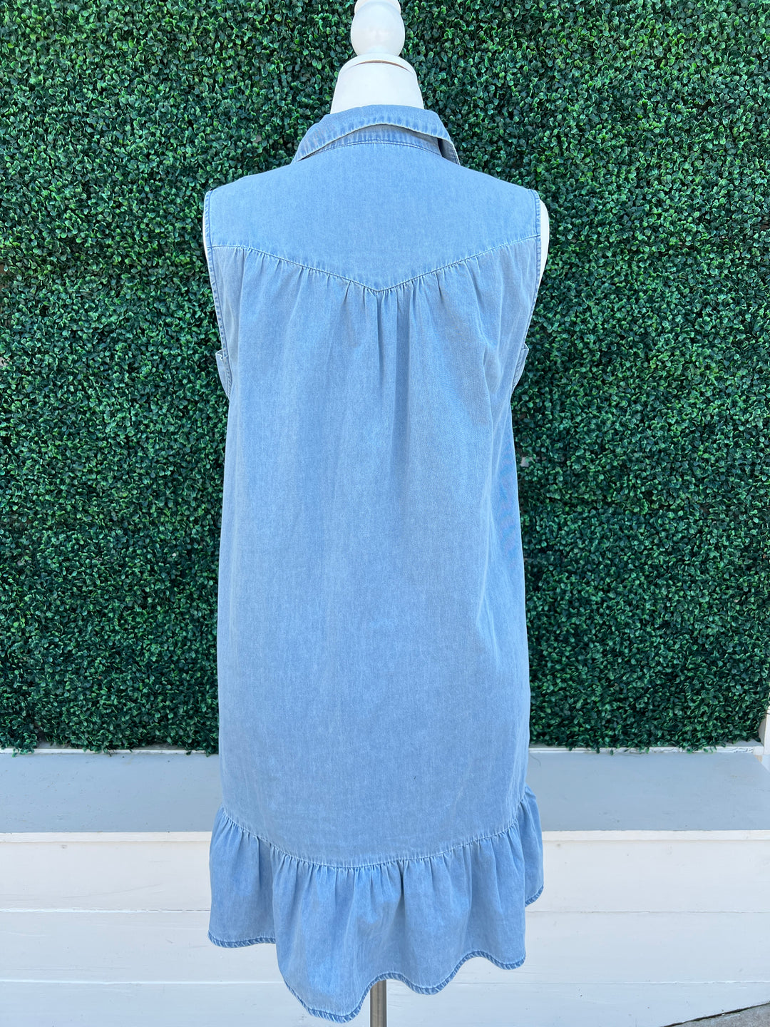 Denim Flounce Hem Dress
